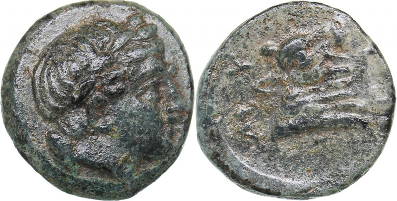 Lesbos, Mytilene - AE unit (circa 400-350 BC)
0.67 g. 10mm. VF/F Laureate head ...