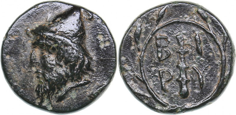 Troas, Birytis - AE (circa 350-300 BC)
1.31 g. 11mm. XF/XF Head of Kabeiros to ...