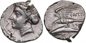 Paphlagonia, Sinope AR Drachm (circa 330-300 BC)
6.05 g. 19mm. AU/AU Mint luster! Phageta-, magistrate. Head of nymph Sinope left, hair elaborately a...