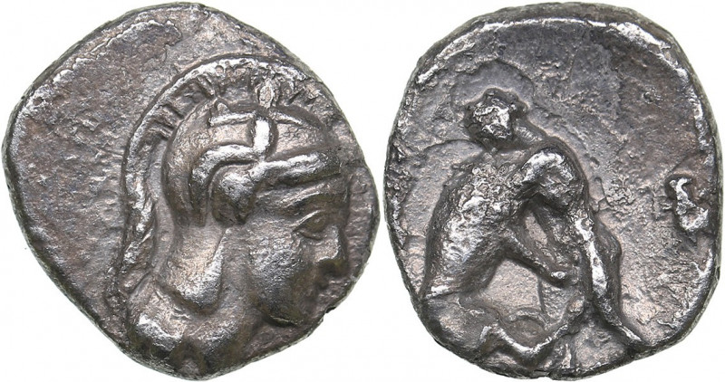 Calabria - Tarentum - AR Diobol (circa 325-280 BC)
1.06 g. 11mm. VF/VF Head of ...