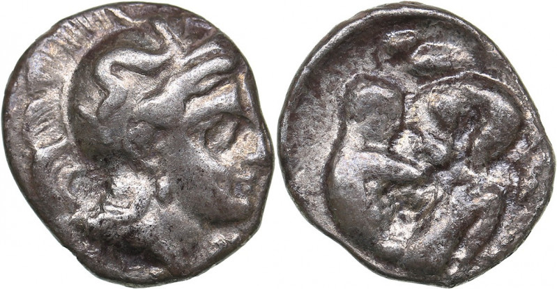 Calabria - Tarentum - AR Diobol (circa 325-280 BC)
1.00 g. 12mm. VF/VF Head of ...