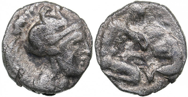 Calabria - Tarentum - AR Diobol (circa 325-280 BC)
0.79 g. 11mm. VF/VF Head of ...