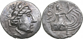Euboia - Histiaia - AR Tetrobol (Barbarous imitation 3rd-2nd centuries BC)
1.65 g. 15mm. XF/XF Wreathed head of nymph Histiaia right. / Nymph seated ...