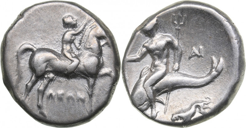 Calabria - Tarentum AR Didrachm or nomos - (circa 272-240 BC)
6.19 g. 20mm. VF+...