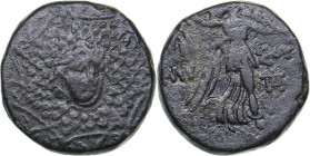 Pontos, Amisos. Æ (circa 85-65 BC)
7.84 g. 20mm. VF/VF Aegis / AMI-ΣOY, Nike advancing right, holding palm tied with fillet over left shoulder.