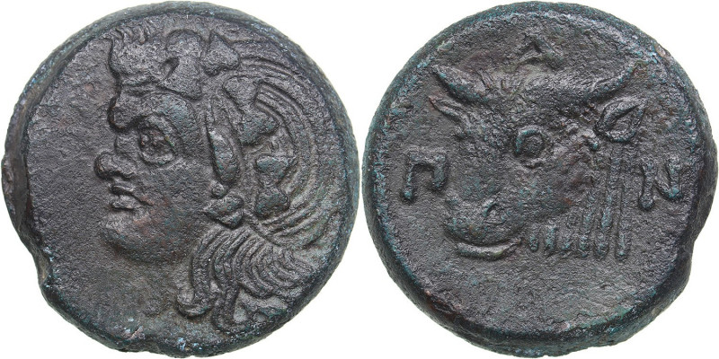 Bosporus Kingdom, Pantikapaion Æ obol (Circa 293-283 BC)
16.03 g. 27mm. VF/VF H...