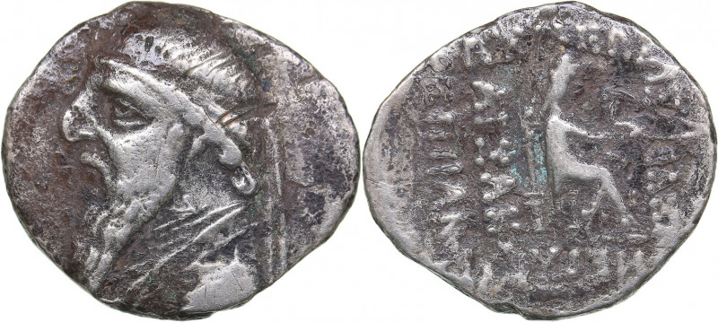 Parthian Kingdom AR Drachm - Mithradates II (121-91 BC)
3.30 g. 20mm. VF/VF Bus...