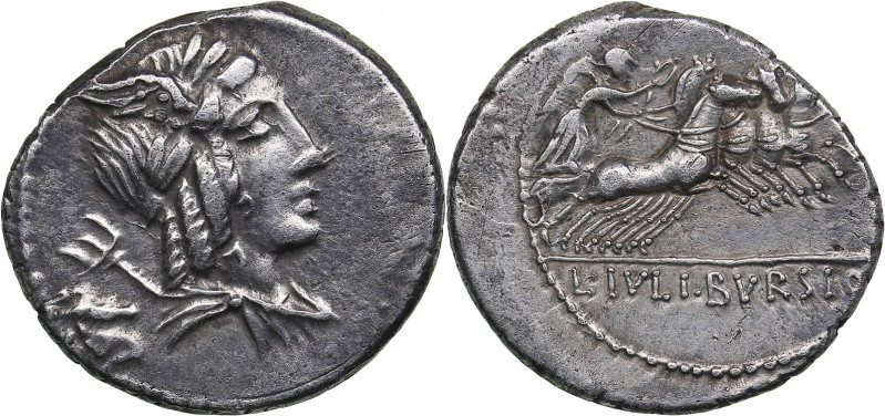 Roman Republic AR Denar - L. Iulius Bursio (85 BC)
3.76 g. 20mm. VF+/VF+ Laurea...