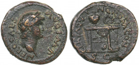 Roman Empire AE Semis - Nero (254-68 AD)
4.05 g. 19mm. F+/F+ NERO CAES AVG IMP/ CERT QVINQ ROM CON