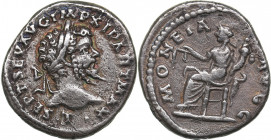 Roman Empire Denar - Septimius Severus (193-211 AD)
3.02 g. 18mm. VF+/VF L SEPT SEV AVG IMP XI PART MAX/ MONETA AVGG.