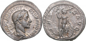 Roman Empire Antoninianus 222-228 - Severus Alexander (222-235 AD)
3.11 g. 19mm. AU/XF Mint luster. IMP C M AVR SEV ALEXAND AVG/ VIRTVS AVG. RIC 182;...
