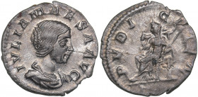 Roman Empire antoninianus - Iulia Maesa (244 AD)
2.31 g. 18mm. AU/AU Mint luster. IVLIA MAESA AVG/ PVDICITIA RIC 268.