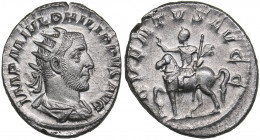 Roman Empire Antoninianus 245 AD - Philip the Arab (244-249 AD)
4.22 g. 23mm. UNC/AU Mint luster. IMP M IVL PHILIPPVS AVG/ ADVENTVS AVGG. RIC 26