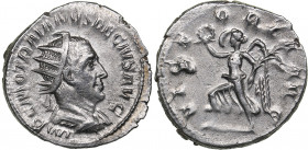 Roman Empire - Rome Antoninian - Trajan Decius (249-251 AD)
3.89 g. 22mm. XF+/AU Mint luster. IMP C M Q TRAIANVS DECIVS AVG/ VICTORIA AVG. RIC 29