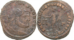 Roman Empire Æ Follis - Galerius 293-305 AD
8.62 g. 29mm. F/VF MAXIMINVS NOB CAES/ SACRA MONETA AVGG ET CAESS NOSTR