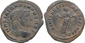 Roman Empire Æ Follis - Galerius 293-305 AD
9.92 g. 29mm. F/F MAXIMINVS NOB CAES/ SALVIS AVGG ET CAESS FEL KART