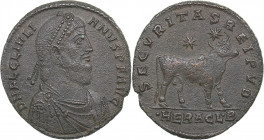 Roman Empire - Heraclea Æ follis - Julian II Apostata (360-363 AD)
8.42 g. 28mm. VF/VF D N FL CL IVLIANVS P F AVG/ SECVRITAS REIPVB / •HERACL•A.