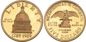 USA 5 dollars 1989
8.37 g. PROOF