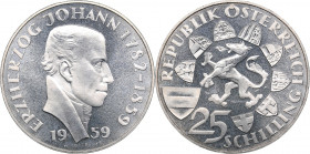 Austria 25 schilling 1959 - Erzherzog Johann Herinek
13.03 g. PROOF Minted only 1000 pc.