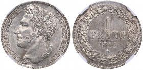 Belgia 1 franc 1844 - NGC MS 62
Mint luster. Only three coins in higher grade. Only MS 62.