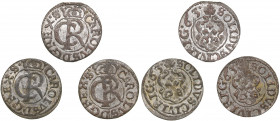 Riga - Sweden Solidus 1663 - Karl XI (1660-1697) (3)
UNC/UNC Mint luster. Very rare condition. Haljak# 1572 var. All different.
