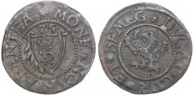Courland Schlling 1575 - Gothard Kettler (1562-1587)
0.89 g. VF/VF Haljak# 1637.