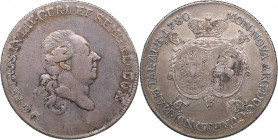 Courland - Russia Taler 1780 - Piotr Biron (1769-1795)
28.11 g. VF+/AU Mint luster! Dav. 1624, Kopicki 4104 Rare!