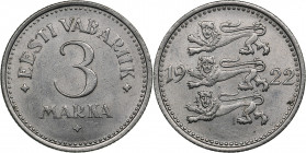 Estonia 3 marka 1922
3.45 g. AU/AU Mint luster. KM# 2.