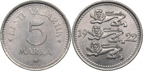 Estonia 5 marka 1922
4.90 g. AU/UNC Rare condition. Mint luster. KM# 3.