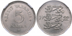 Estonia 5 marka 1922 - NGC MS 64+
Rare condition. Mint luster. KM# 3.