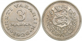 Estonia 3 marka 1926
3.41 g. XF/AU Mint luser. KM# 6 Rare!