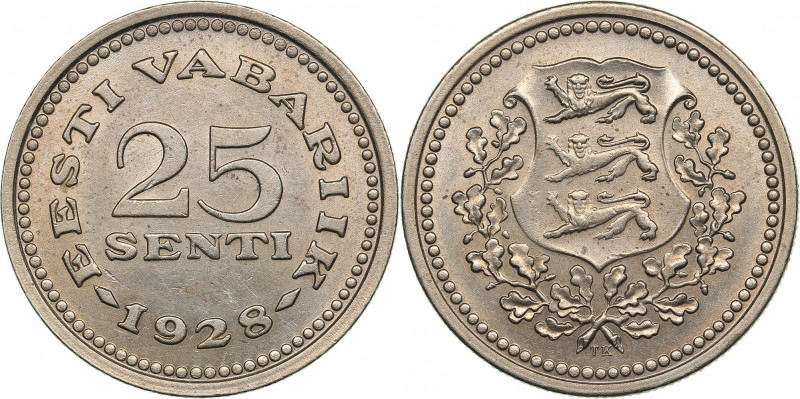 Estonia 25 senti 1928
8.46 g. AU/UNC Mint luster. KM# 9