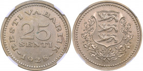 Estonia 25 senti 1928 - NGC MS 63
Mint luster. Rare condition. KM# 9