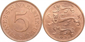 Estonia 5 senti 1931
4.97 g. AU/UNC KM# 11. Mint luster.