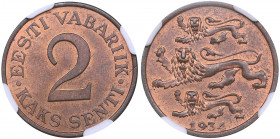 Estonia 2 senti 1934 - NGC MS 63 RB
Mint luster. KM# 15