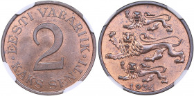 Estonia 2 senti 1934 - NGC MS 64 RB
Mint luster. KM# 15