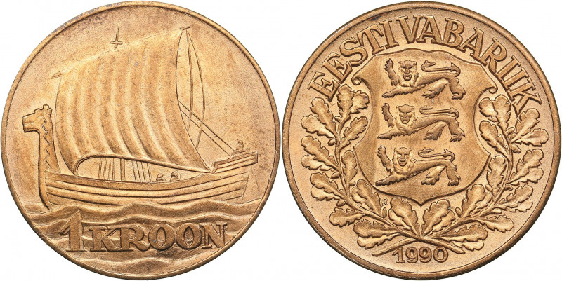Estonia 1 kroon 1990
5.81 g. 25mm. UNC/UNC Mint luster.