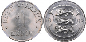 Estonia 1 kroon 1992 M - NGC MS 66
Mint luster. Rare condition.
