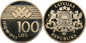 Latvia 100 latu 1993 - Latvia 75
7.78 g. PROOF. Box and certificate. Latvia - 75. Gold.