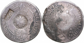 Russia Jefimok 1655 - Alexey Mikhailovich Romanov 1645-1676
28.32 g. VF/VF- Coroded. Davenport# 3497. Countermark on a Salzburg thaler 1627, Paris vo...