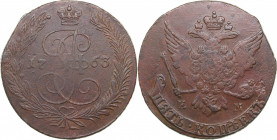 Russia 5 kopecks 1763 EM
48.88 g. VF-/VF- Bitkin# 609. Catherine II (1762-1796)