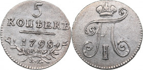 Russia 5 kopikat 1798 СМ-МБ
1.09 g. AU/XF+ Mint luster. Rare condition. Bitkin# 88. Paul I (1796-1801)