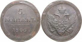 Russia 5 kopeks 1809 КМ
47.58 g. AU/XF+ Bitkin# 425 R1. Very rare! Alexander I (1801-1825)