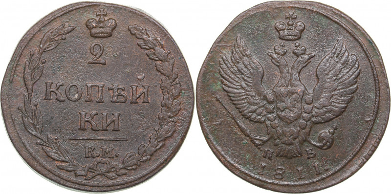 Russia 2 kopeks 1811 КМ-ПБ
14.01 g. VF-/VF- Bitkin# 480. Alexander I (1801-1825...
