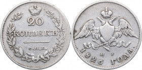 Russia 20 kopecks 1826 СПБ-НГ
4.13 g. VF/F Bitkin# 132. Nicholas I (1826-1855)