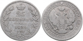 Russia 25 kopeks 1839 СПБ-НГ
4.74 g. F/F Bitkin# 282. Nicholas I (1826-1855)