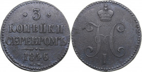 Russia 3 kopeks 1846 СМ
31.80 g. F+/F Bitkin# 733. Nicholas I (1826-1855)