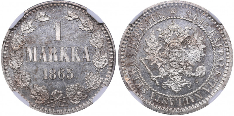 Russia - Grand Duchy of Finland 1 markka 1865 S - NGC MS 63 PL
TOP POP, only. P...