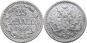 Russia - Grand Duchy of Finland 25 pennia 1866 S
1.21 g. VF+/VF Bitkin# 626. Alexander II (1854-1881)