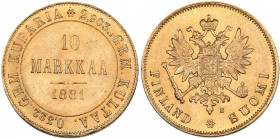 Russia - Grand Duchy of Finland 10 markkaa 1878 S1881
3.22 g. UNC/UNC Mint luster. Bitkin# 616 R. Rare! Alexander II (1854-1881)